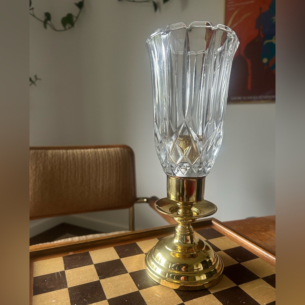 Elegant Crystal and Gold Candle Holder